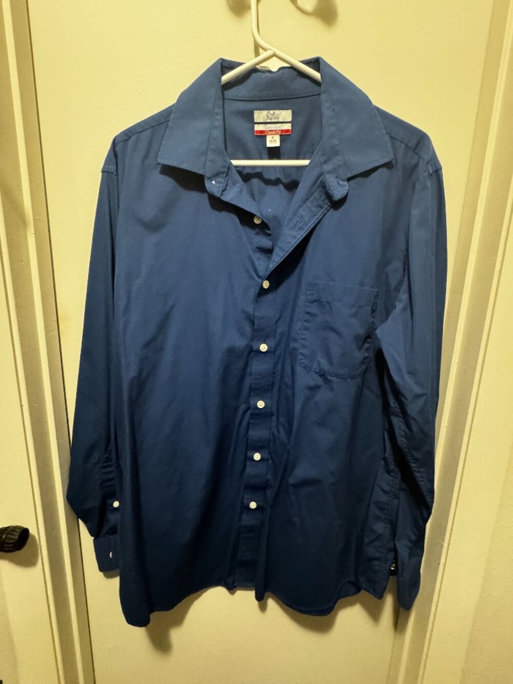 Croft & Barrow Classic Fit Easy Care Blue Button Shirt Mens 17, 34-35